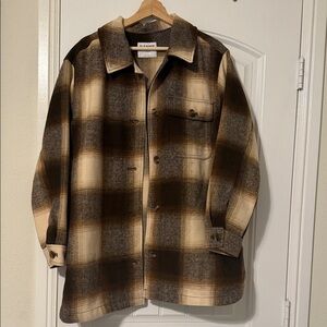 Old Navy Plaid Shirt Jacket - Brown and Cream